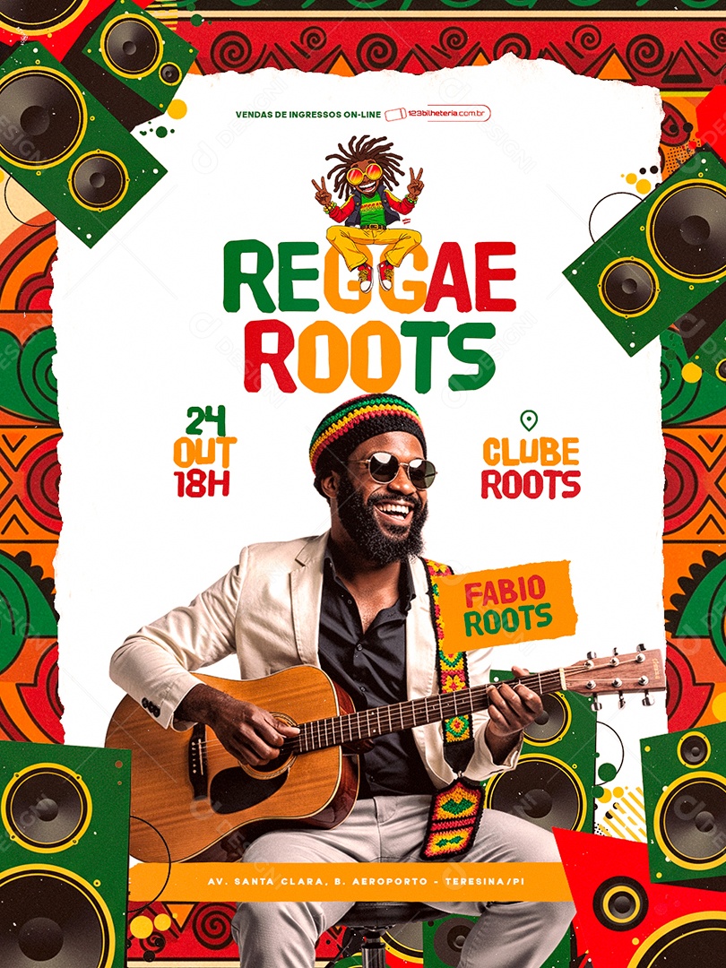 Flyer Reggae Roots Social Media PSD Editável
