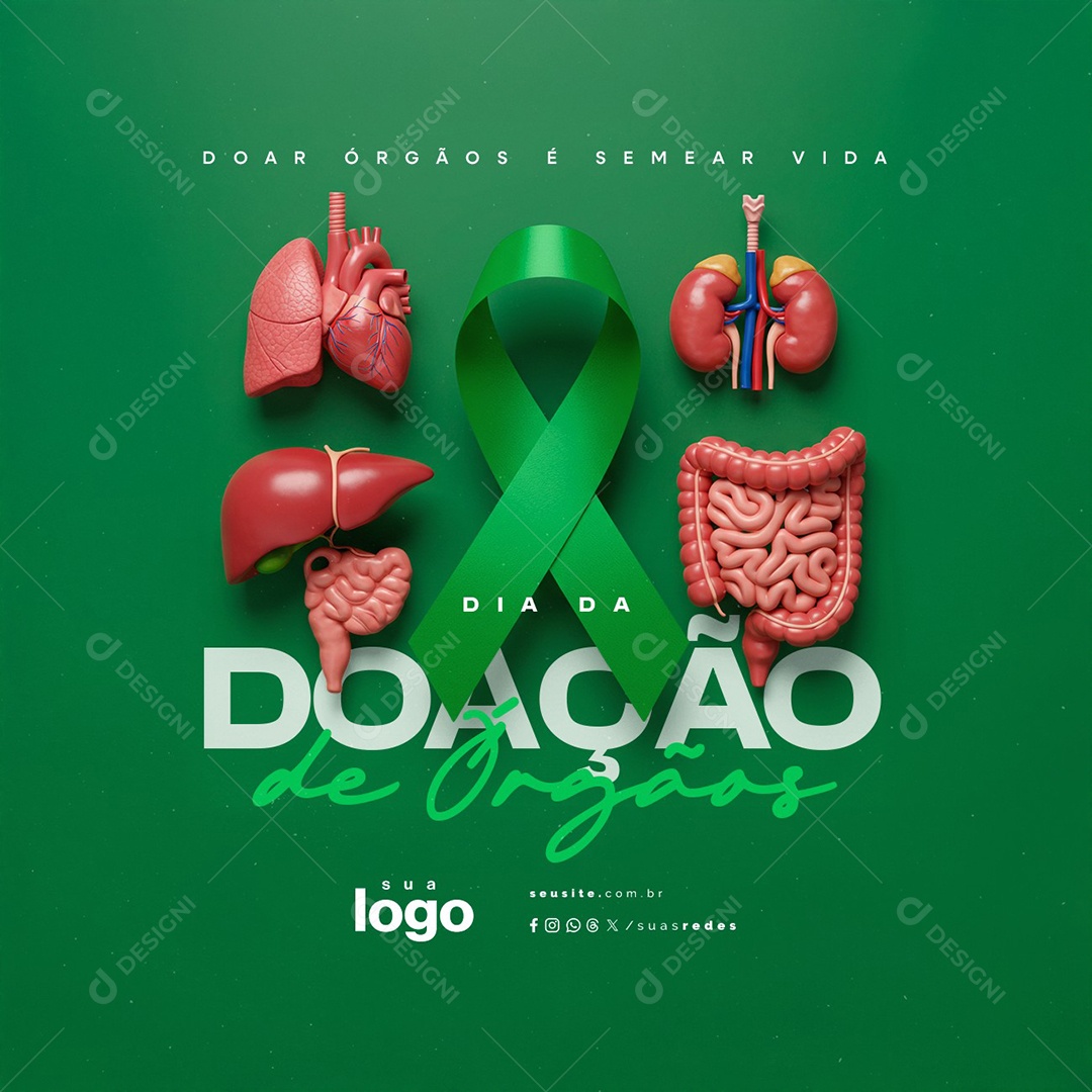 Dia da Doação de Órgãos 27 de Setembro Doar Orgãos é Semear Vida Social Media PSD Editável