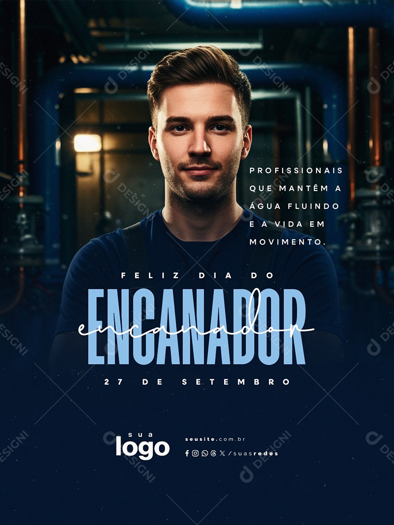 Feliz Dia do Encanador 27 de Setembro Social Media PSD Editável