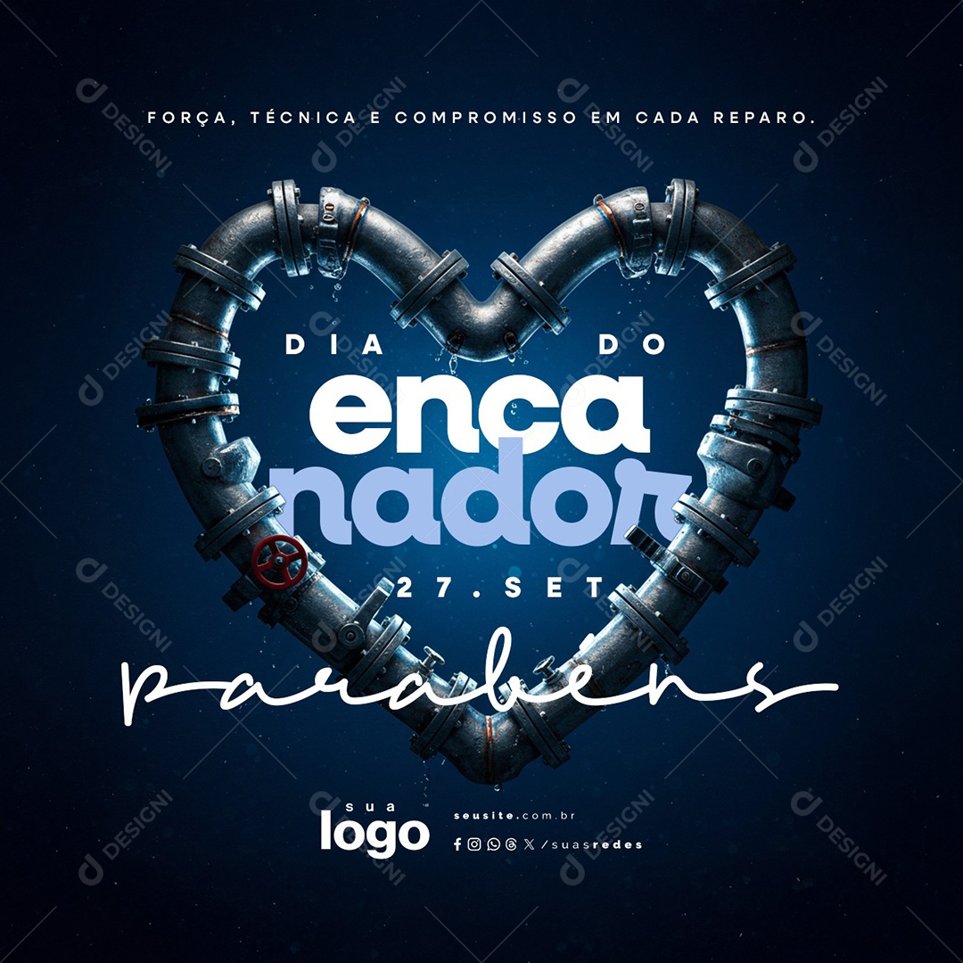 Dia do Encanador 27 de Setembro Força Técnica e Compromisso Social Media PSD Editável