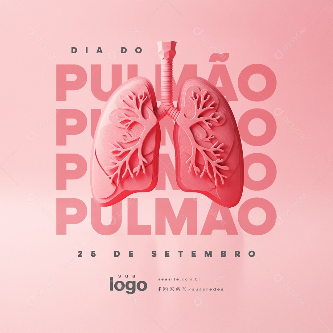 Dia do Pulmão 25 de Setembro Social Media PSD Editável