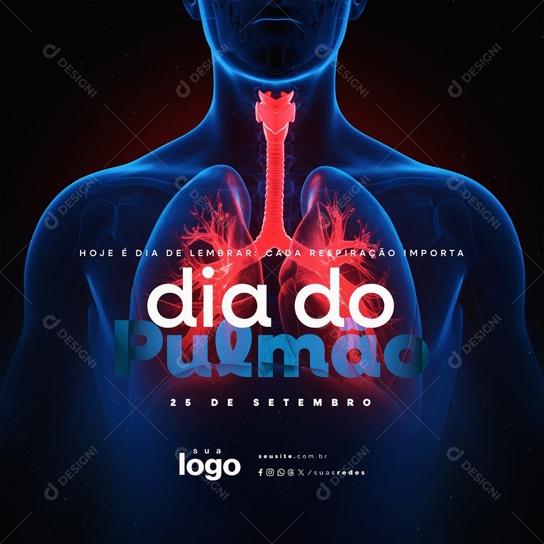 Dia do Pulmão 25 de Setembro Hoje é Dia de Lembrar Social Media PSD Editável
