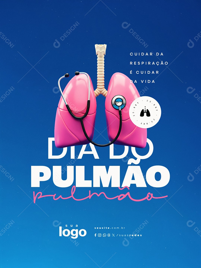 Dia do Pulmão 25 de Setembro Social Media PSD Editável