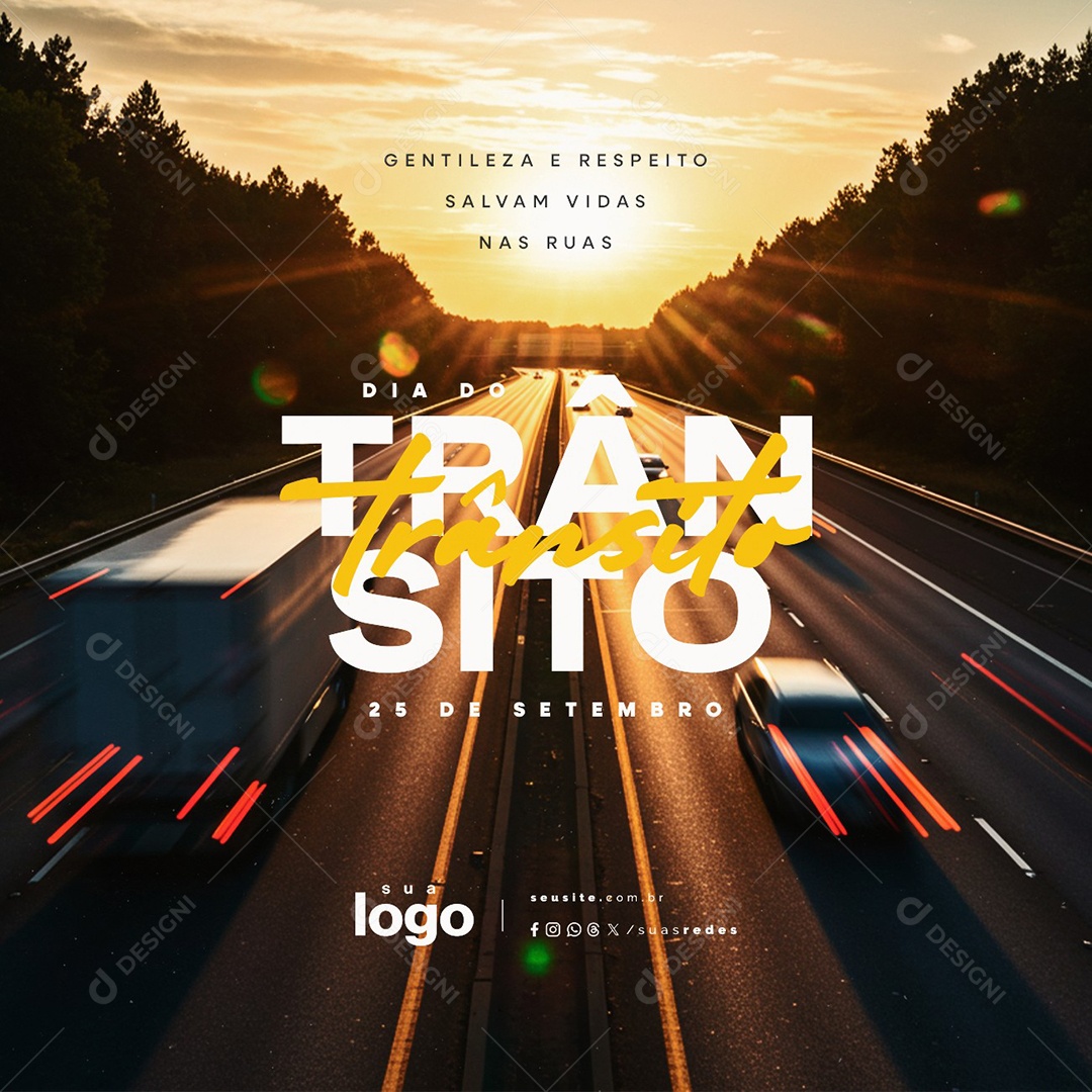 Dia do Trânsito 25 de Setembro Social Media PSD Editável