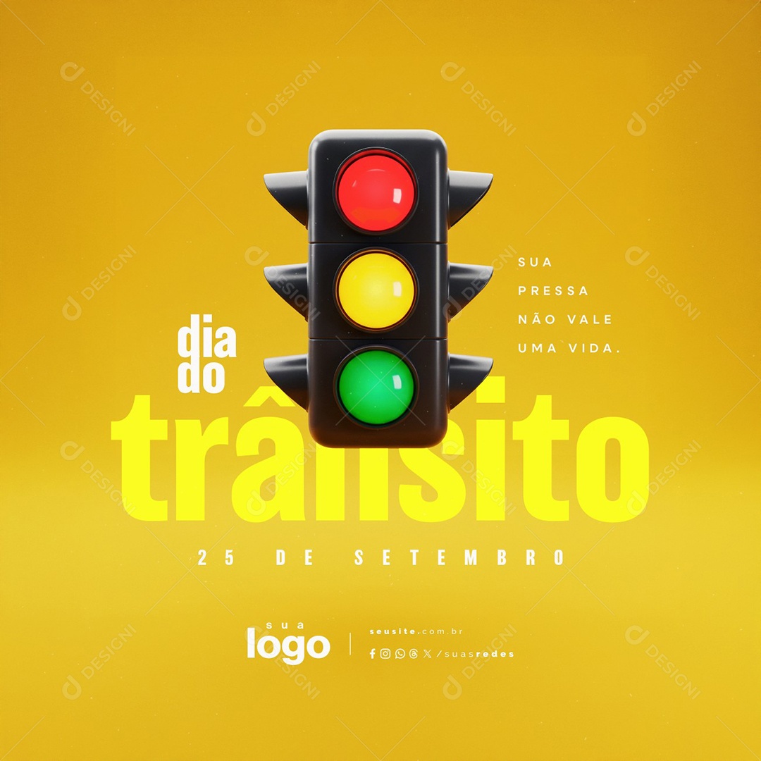 Dia do Trânsito 25 de Setembro Sua Pressa Não Vale Social Media PSD Editável