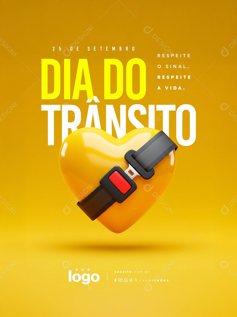 Dia do Trânsito 25 de Setembro Respeite o Sinal Social Media PSD Editável