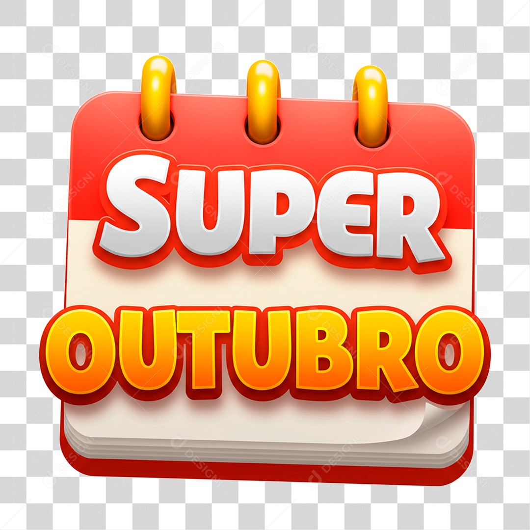 Selo 3D Super Outubro PNG Transparente
