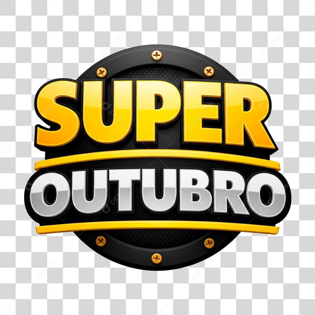 Selo 3D Super Outubro PNG Transparente