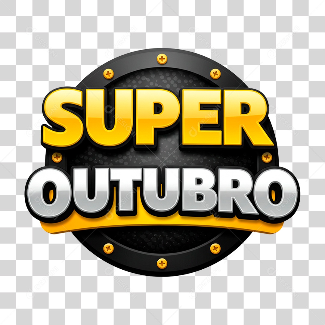Selo 3D Super Outubro PNG Transparente