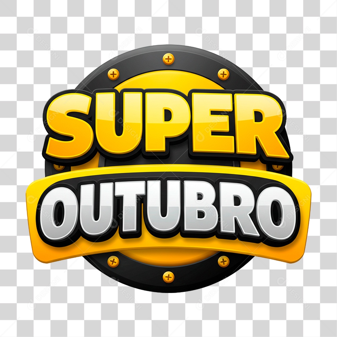 Selo 3D Super Outubro PNG Transparente