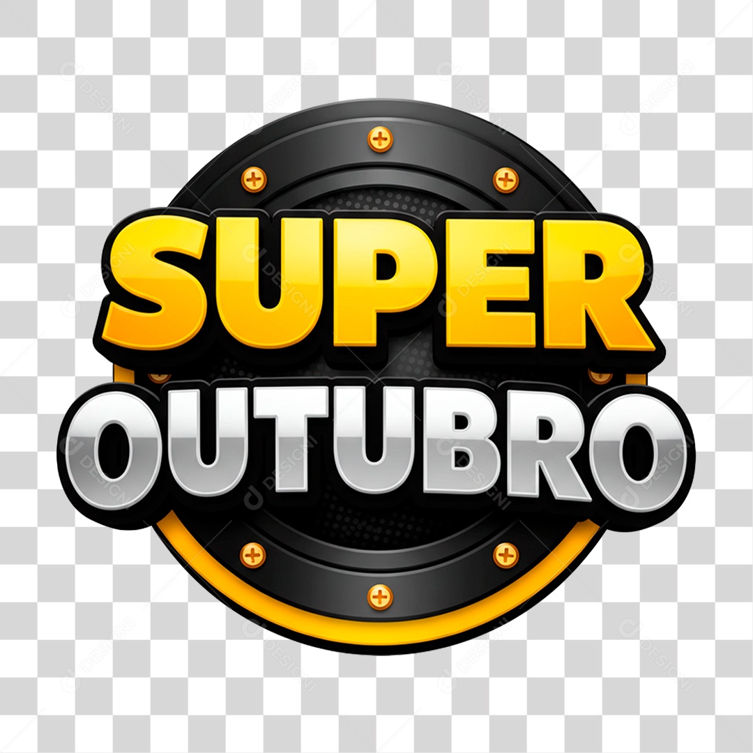 Selo 3D Super Outubro PNG Transparente
