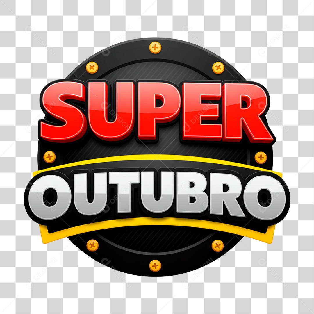 Selo 3D Super Outubro PNG Transparente