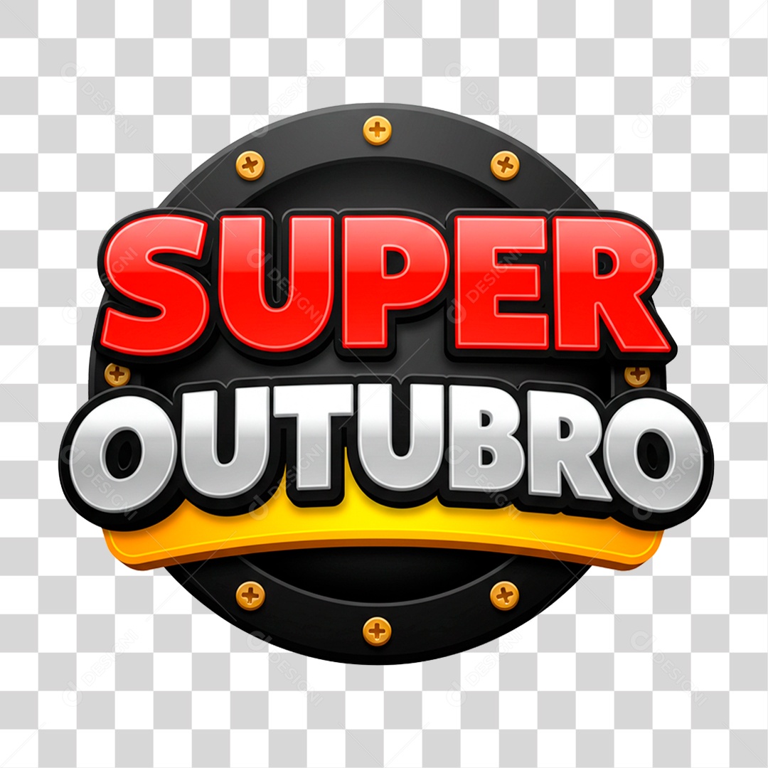 Selo 3D Super Outubro PNG Transparente