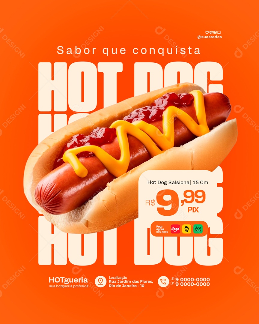 Hotdogueria Sabor Que Conquista Hot Dog Social Media PSD Editável