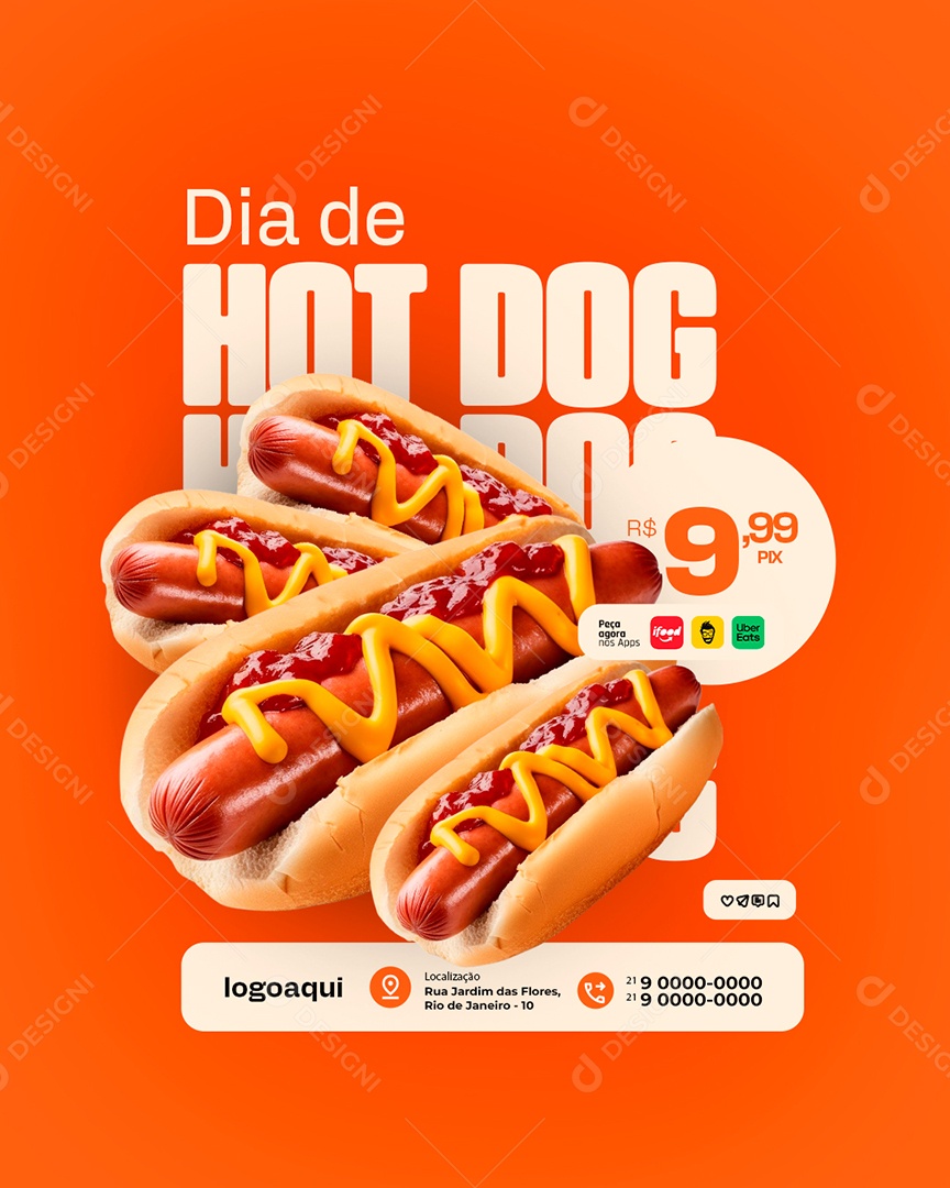 Hotdogueria Dia de Hot Dog Social Media PSD Editável