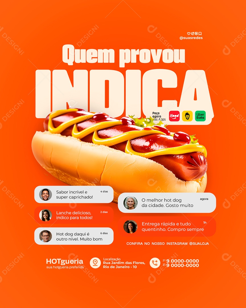 Hotdogueria Quem Provou Indica Social Media PSD Editável