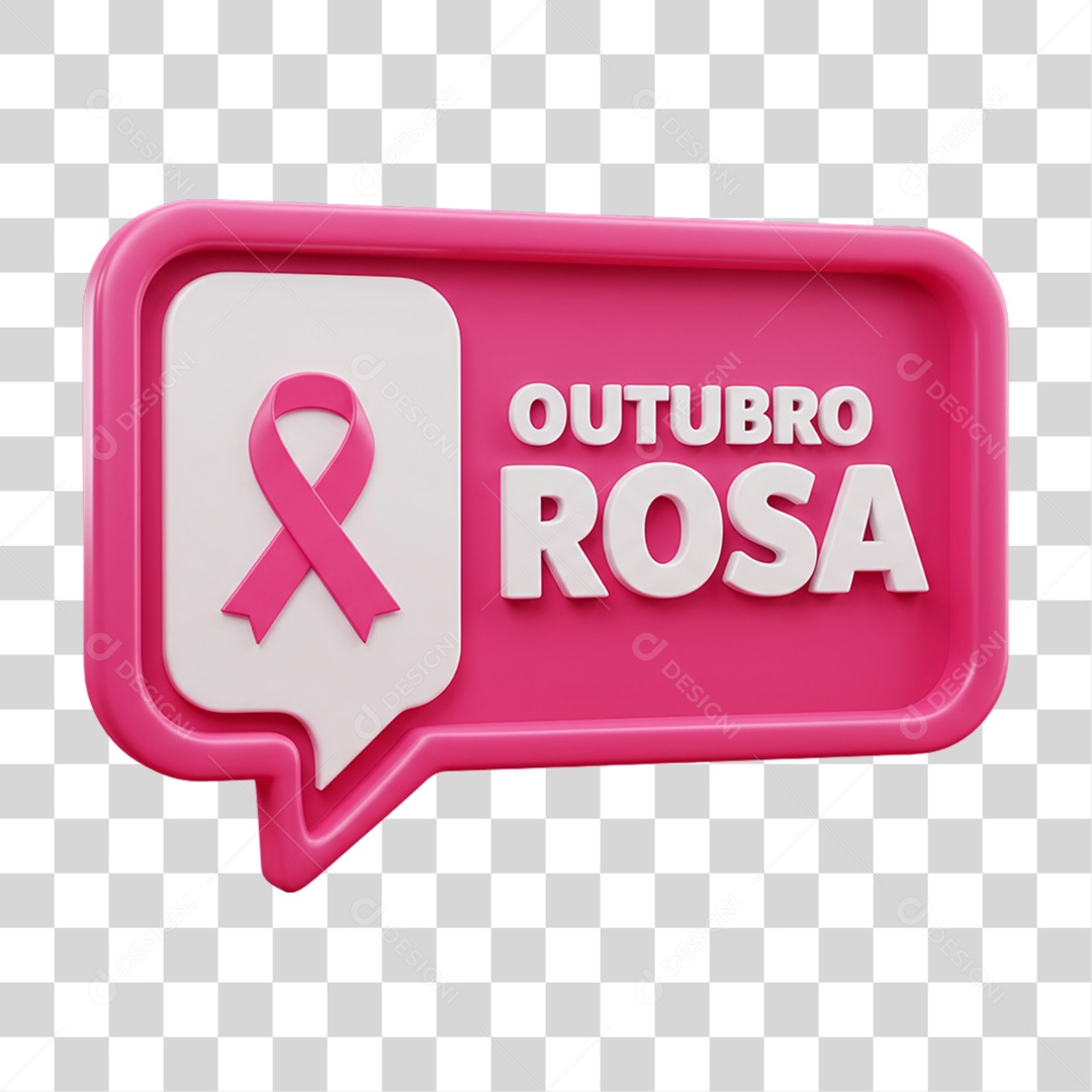 Selo 3D Outubro Rosa PNG Transparente