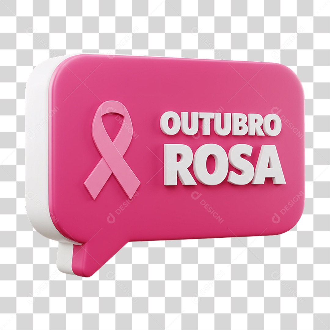 Selo 3D Outubro Rosa PNG Transparente
