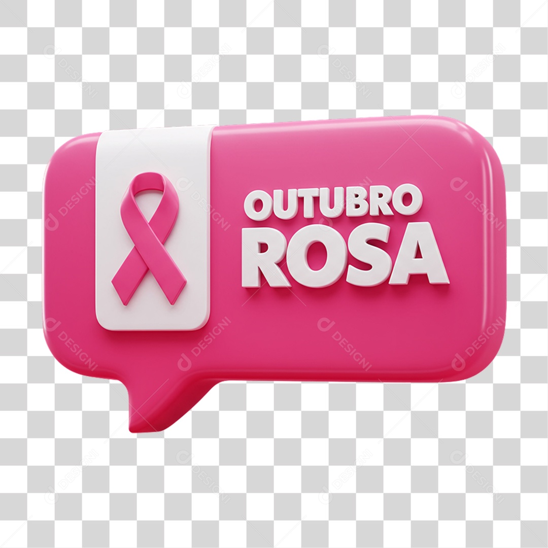 Selo 3D Outubro Rosa PNG Transparente