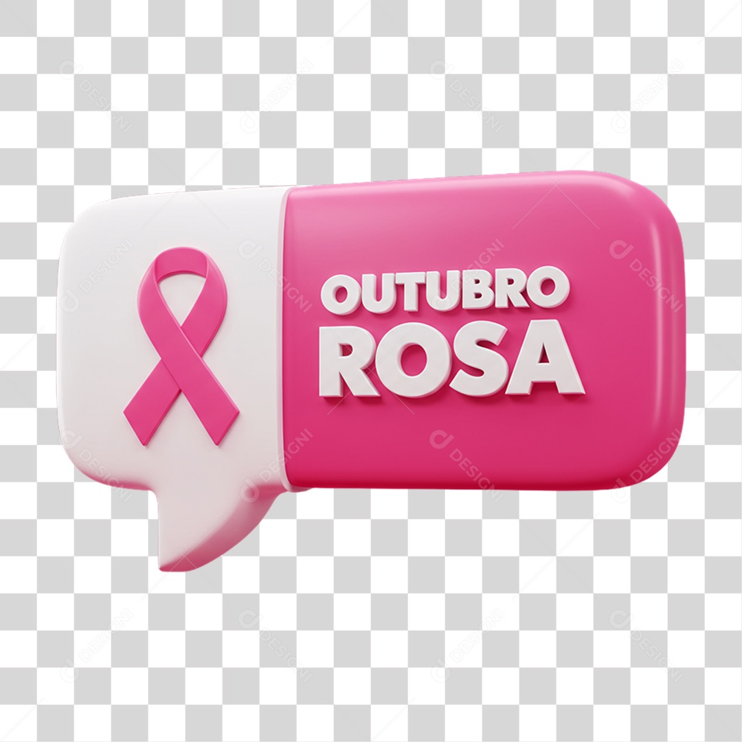 Selo 3D Outubro Rosa PNG Transparente