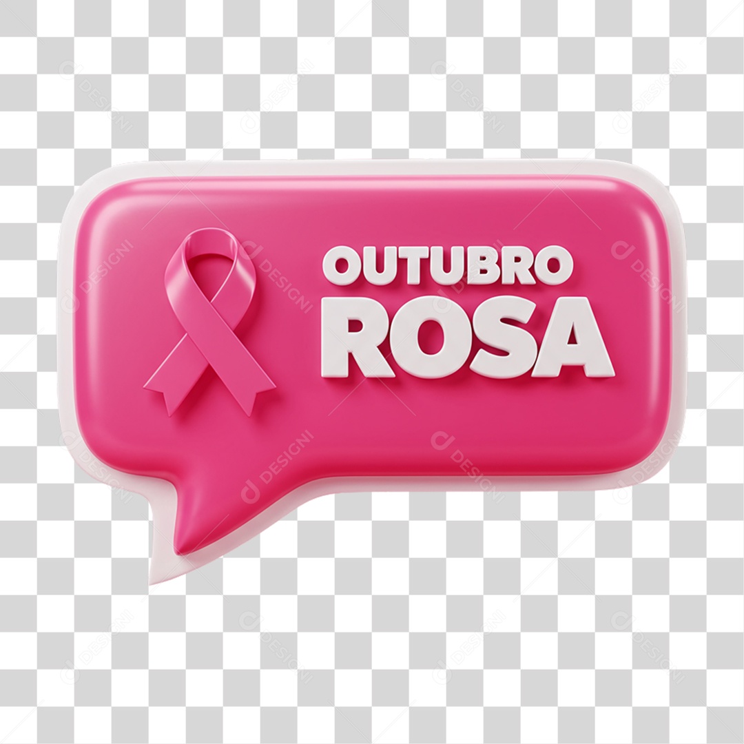 Selo 3D Outubro Rosa PNG Transparente