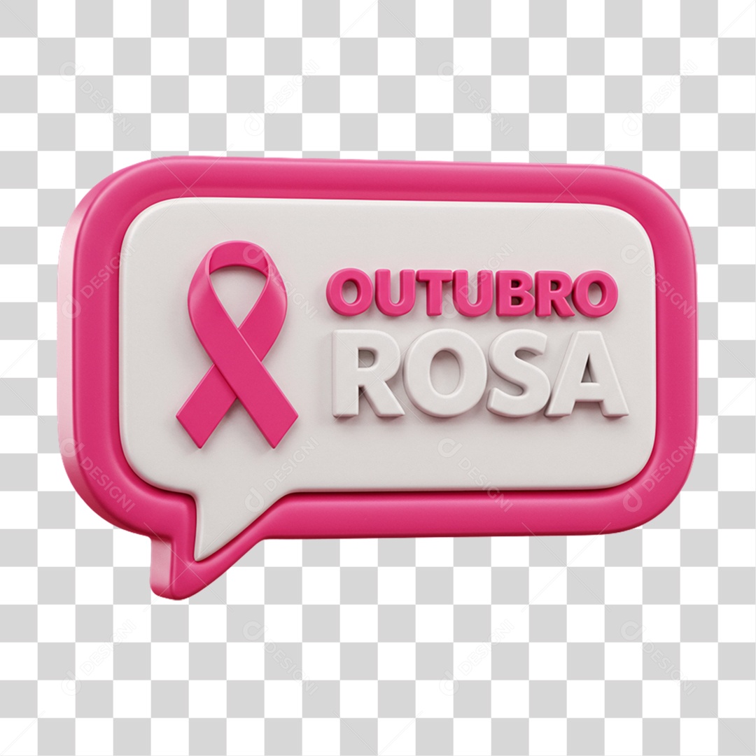 Selo 3D Outubro Rosa PNG Transparente