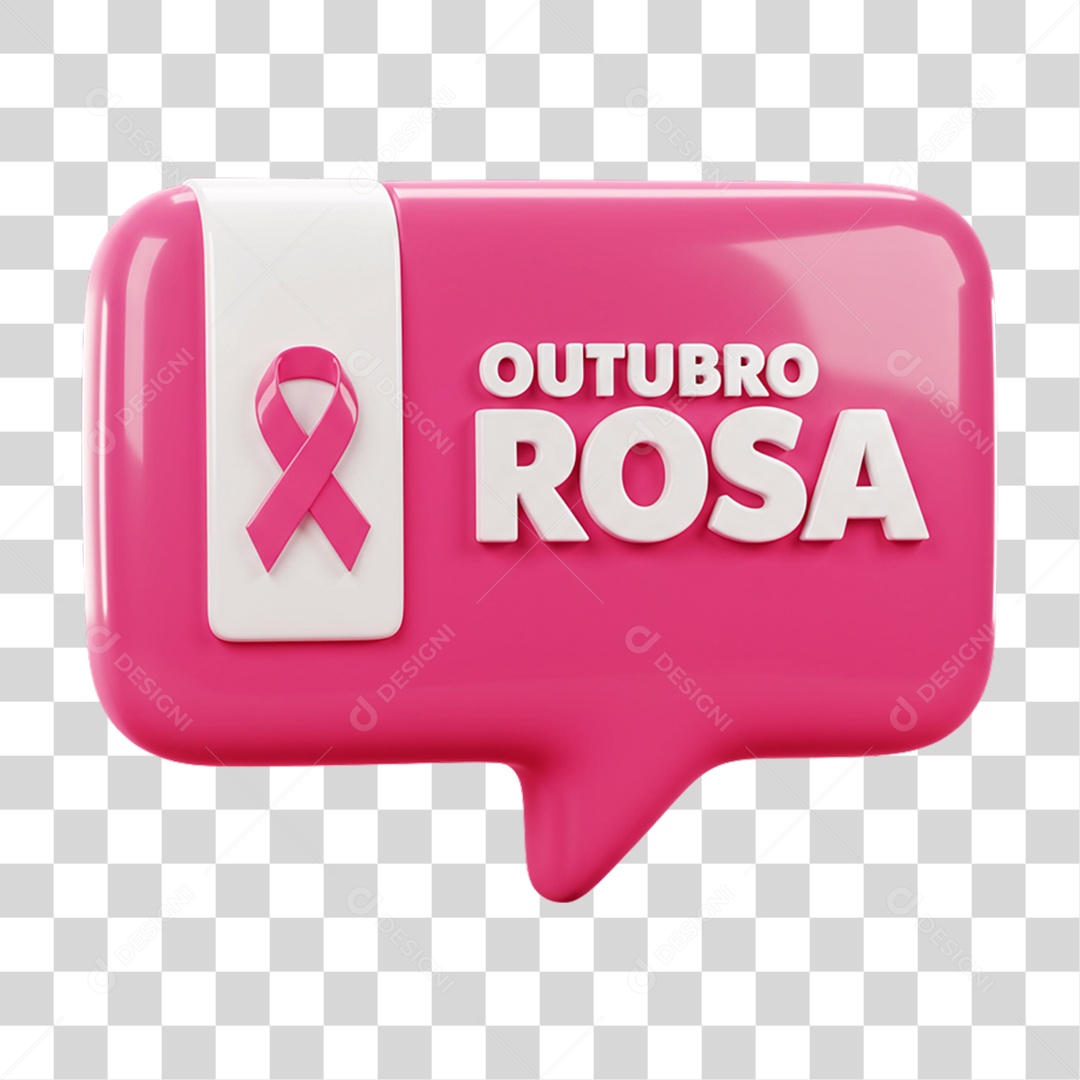 Selo 3D Outubro Rosa PNG Transparente