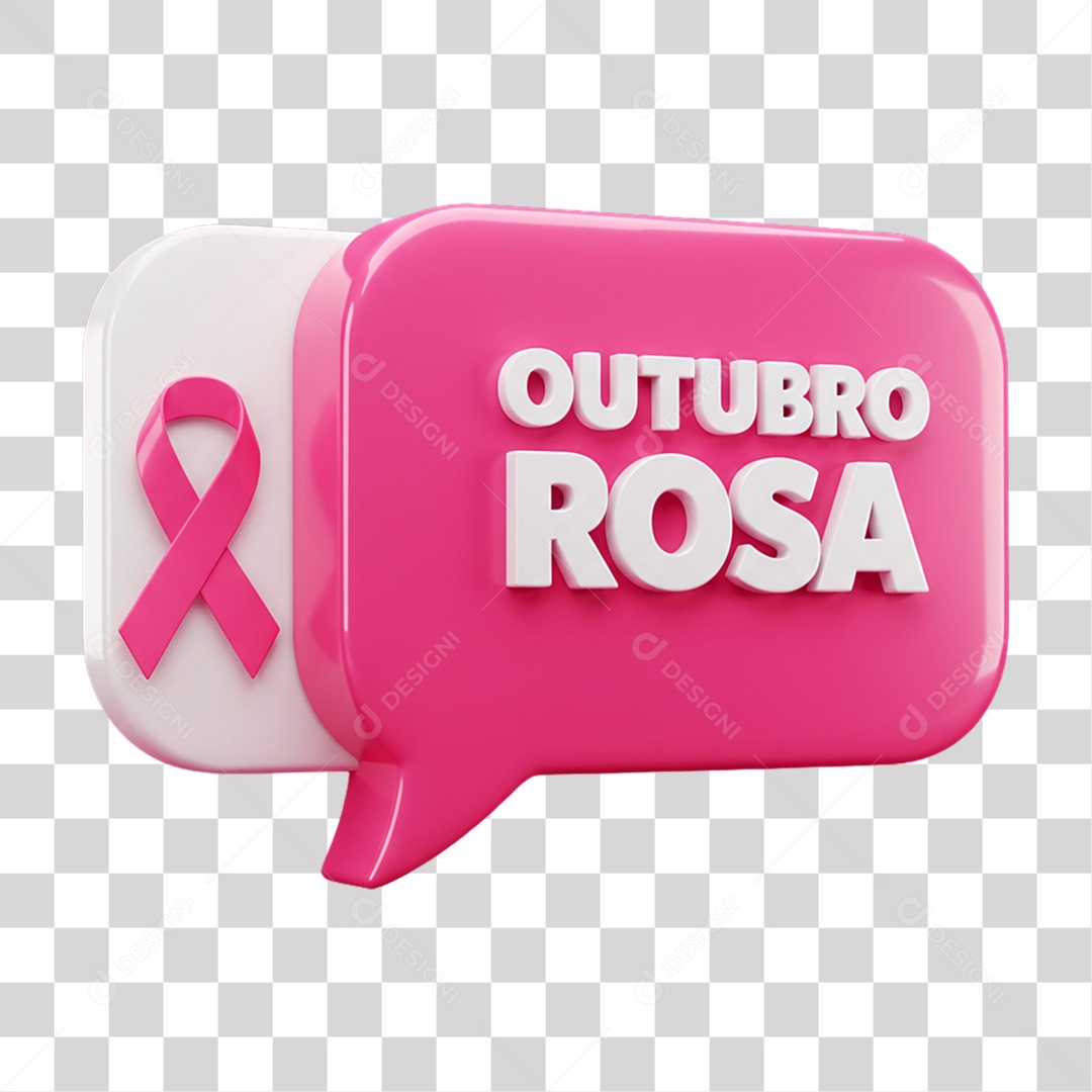 Selo 3D Outubro Rosa PNG Transparente