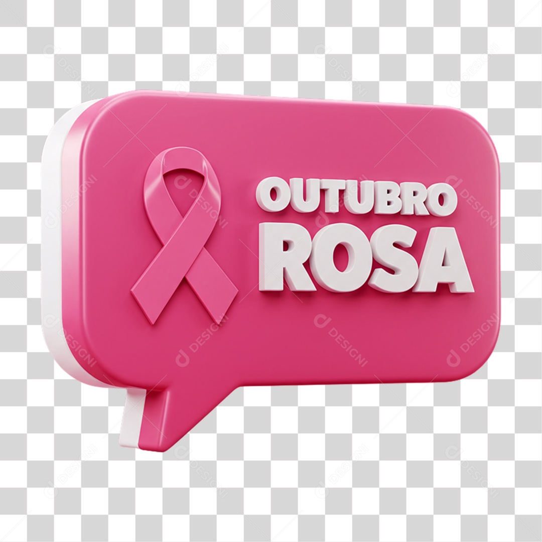 Selo 3D Outubro Rosa PNG Transparente
