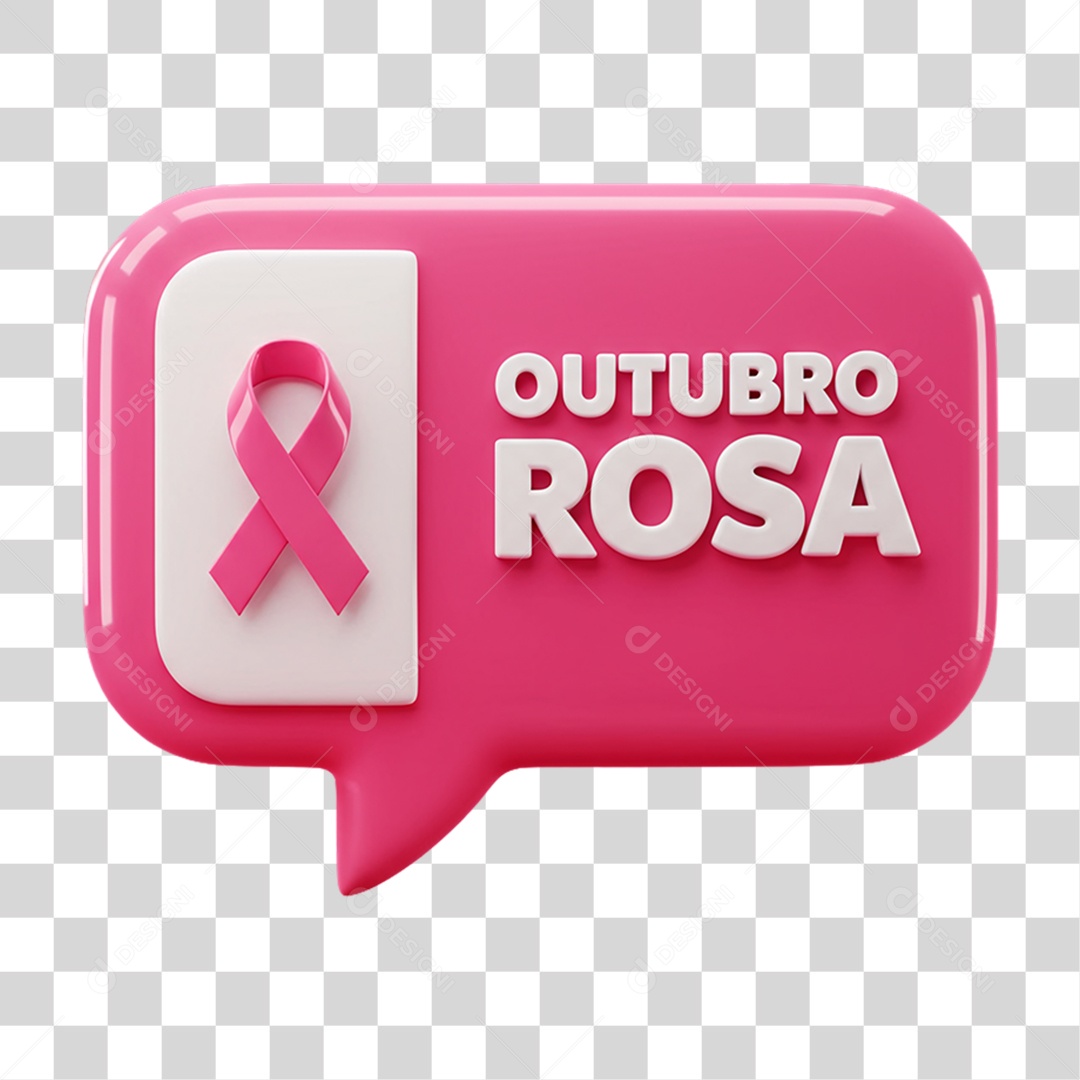 Selo 3D Outubro Rosa PNG Transparente