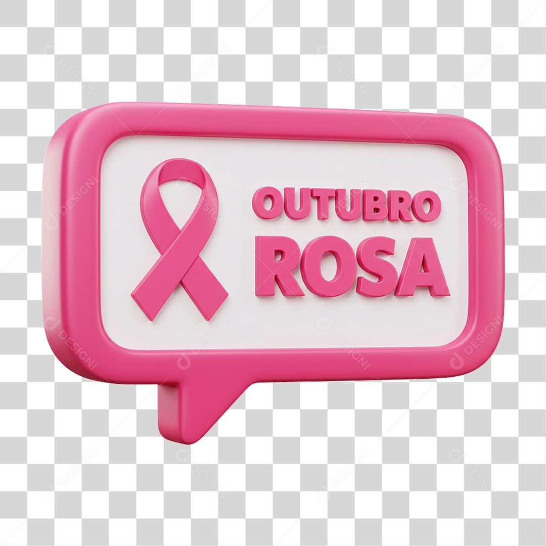 Selo 3D Outubro Rosa PNG Transparente