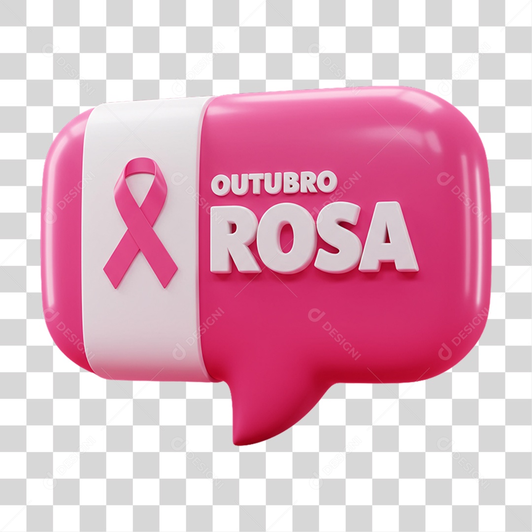 Selo 3D Outubro Rosa PNG Transparente