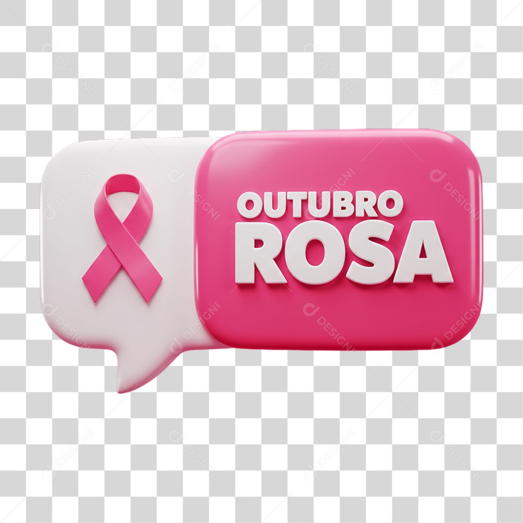 Selo 3D Outubro Rosa PNG Transparente