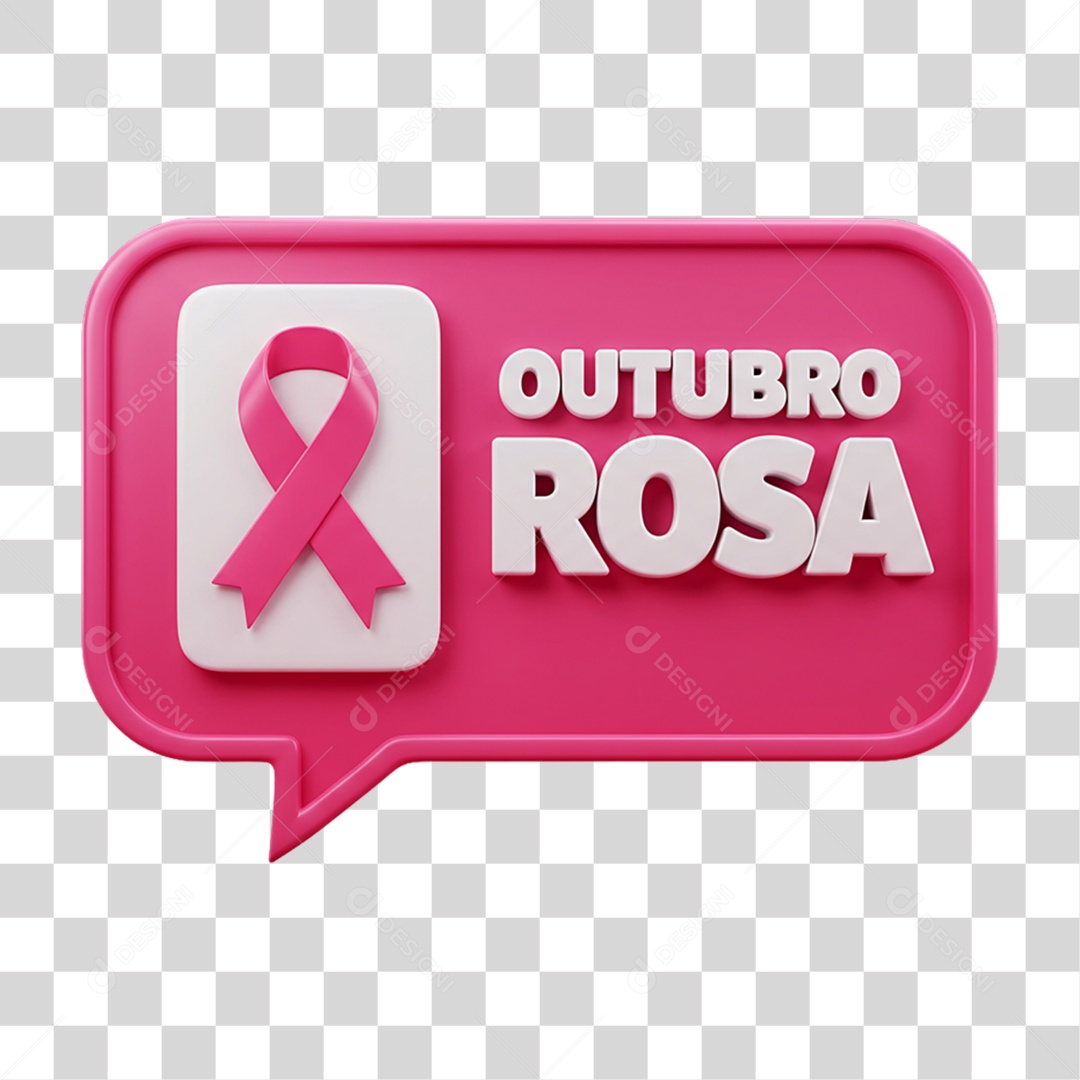 Selo 3D Outubro Rosa PNG Transparente