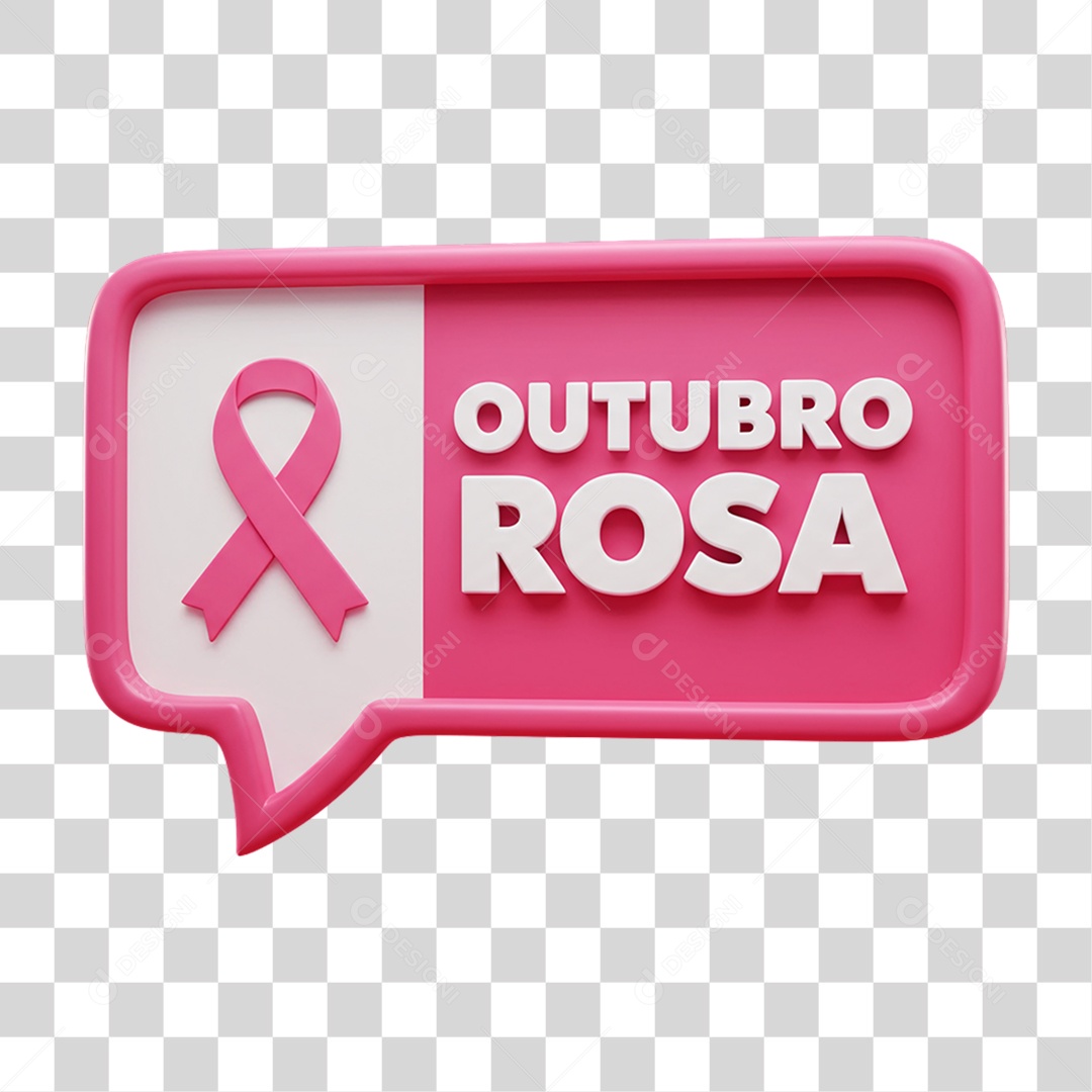 Selo 3D Outubro Rosa PNG Transparente