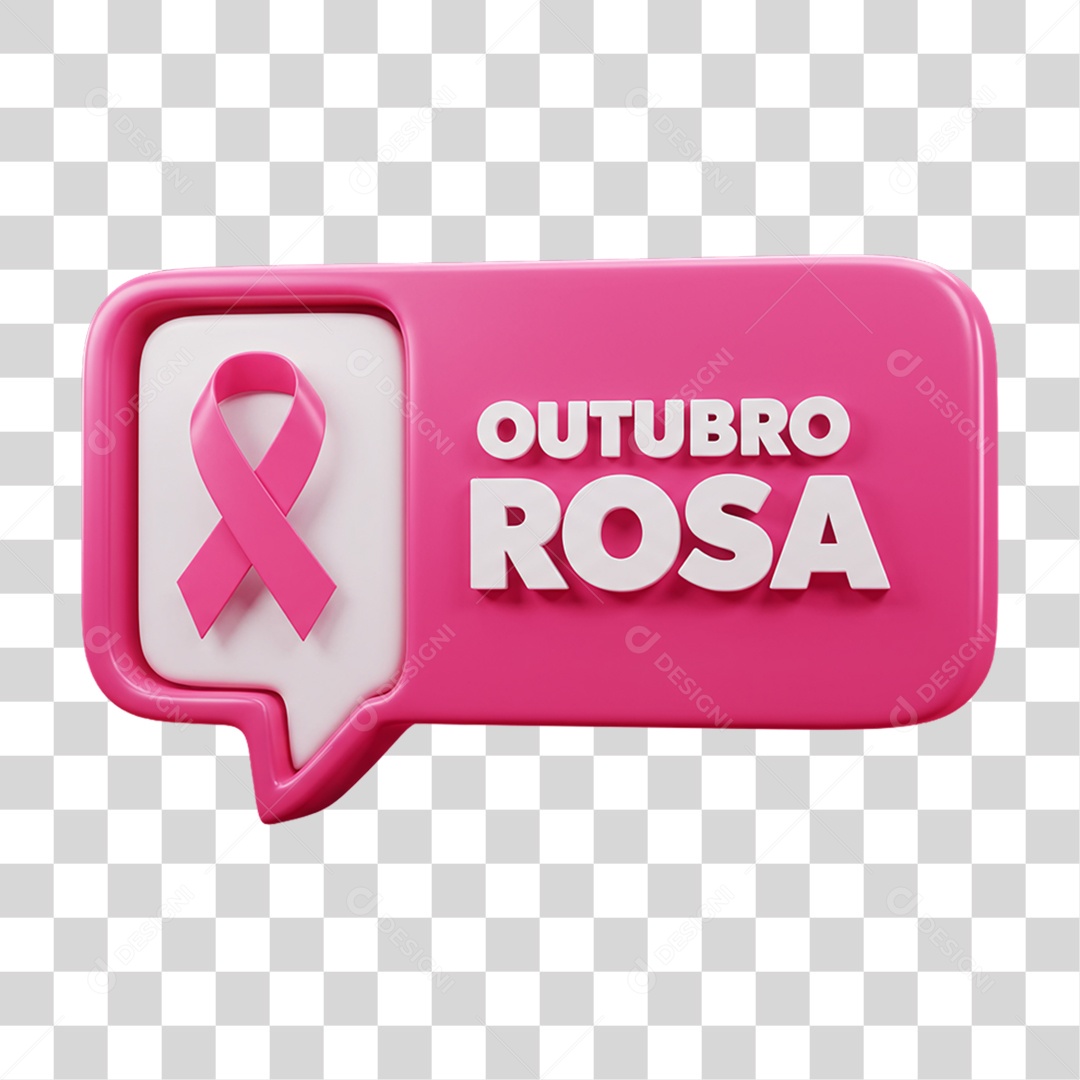 Selo 3D Outubro Rosa PNG Transparente