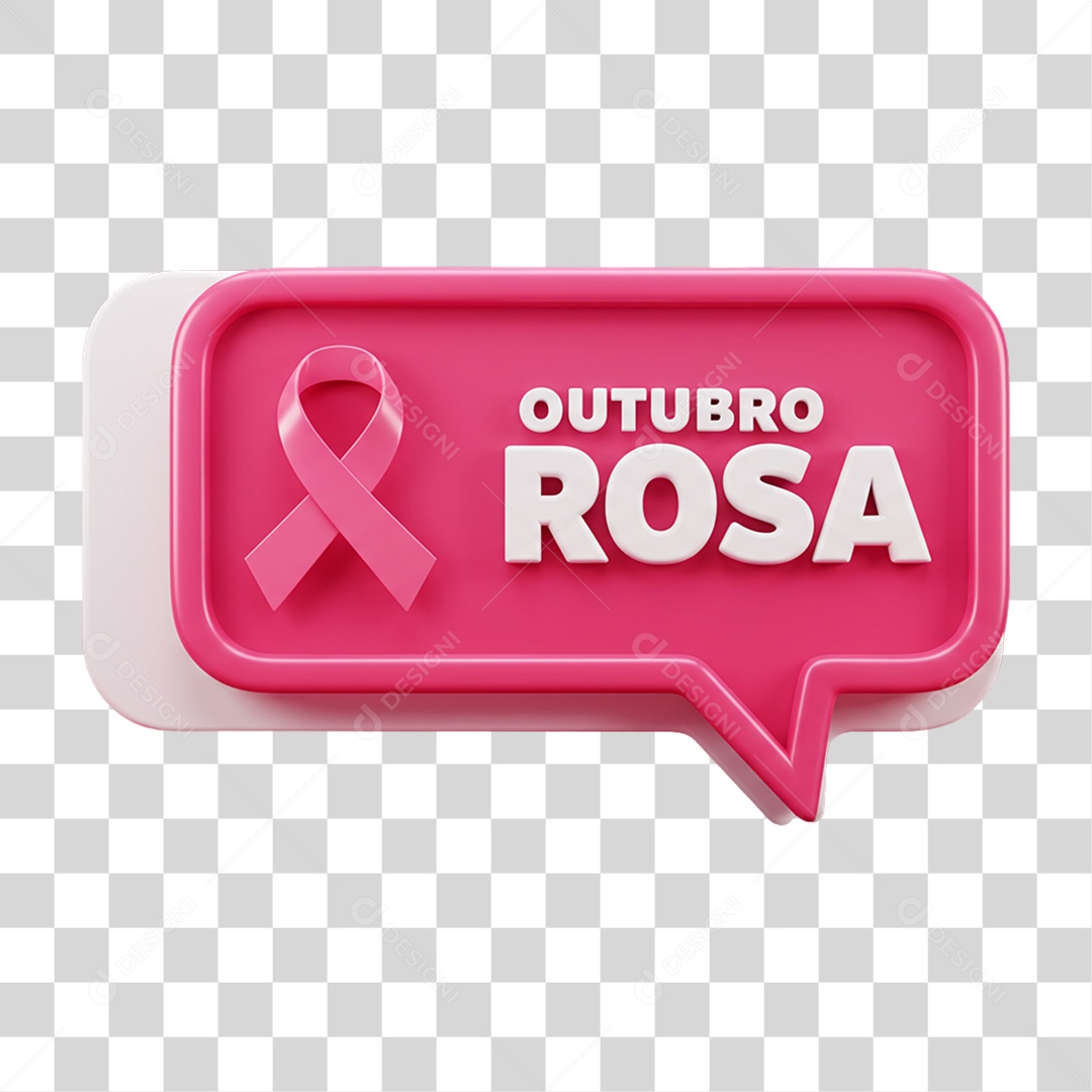 Selo 3D Outubro Rosa PNG Transparente