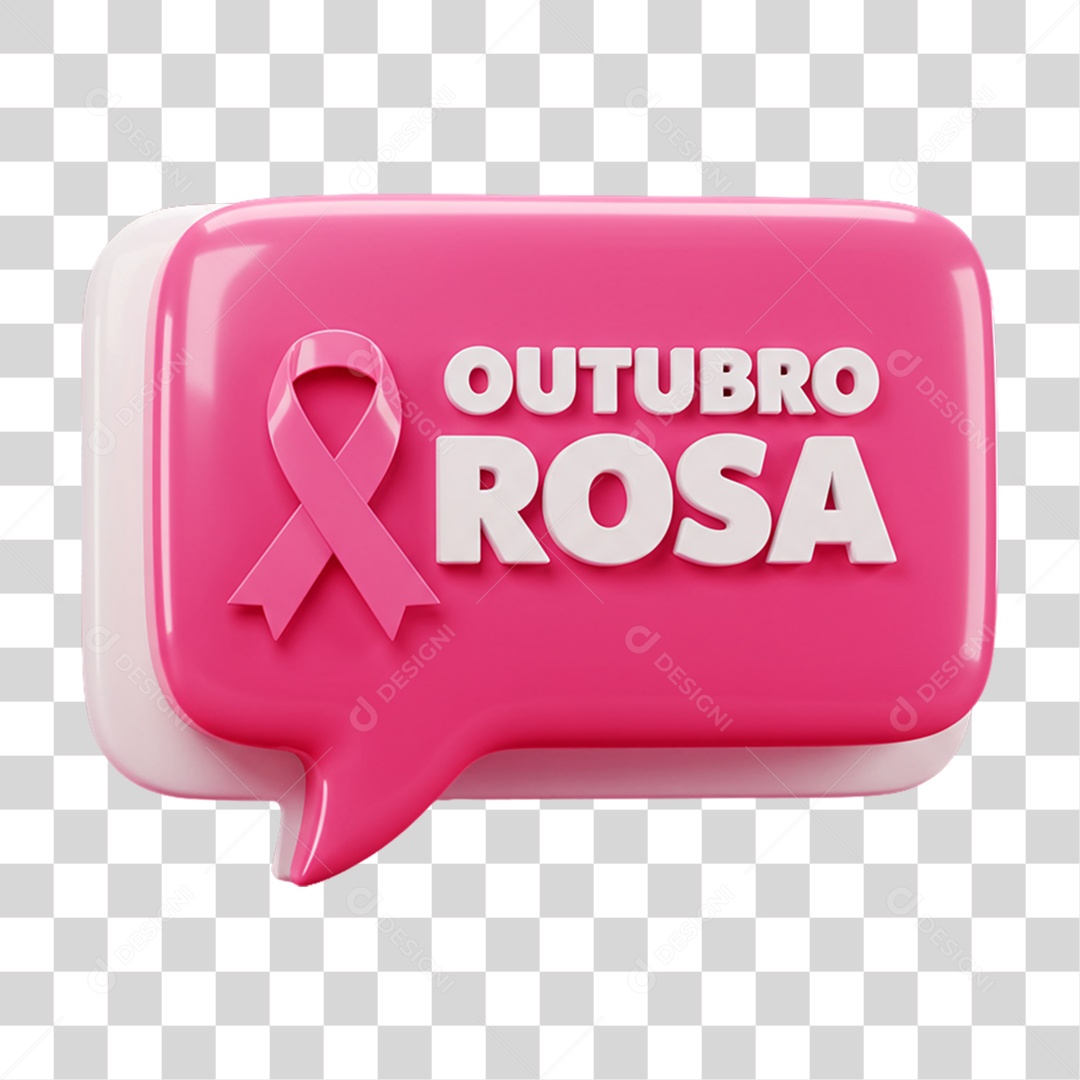 Selo 3D Outubro Rosa PNG Transparente