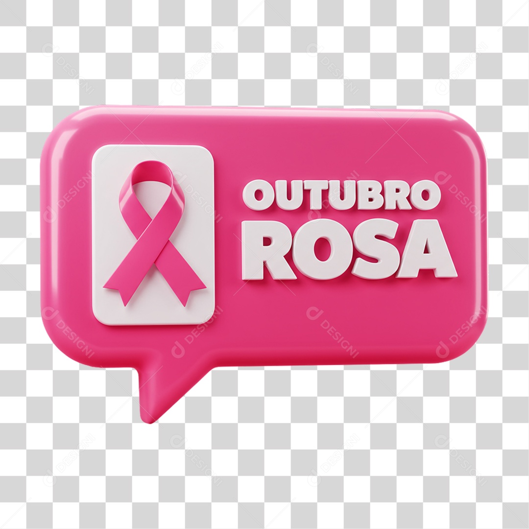 Selo 3D Outubro Rosa PNG Transparente