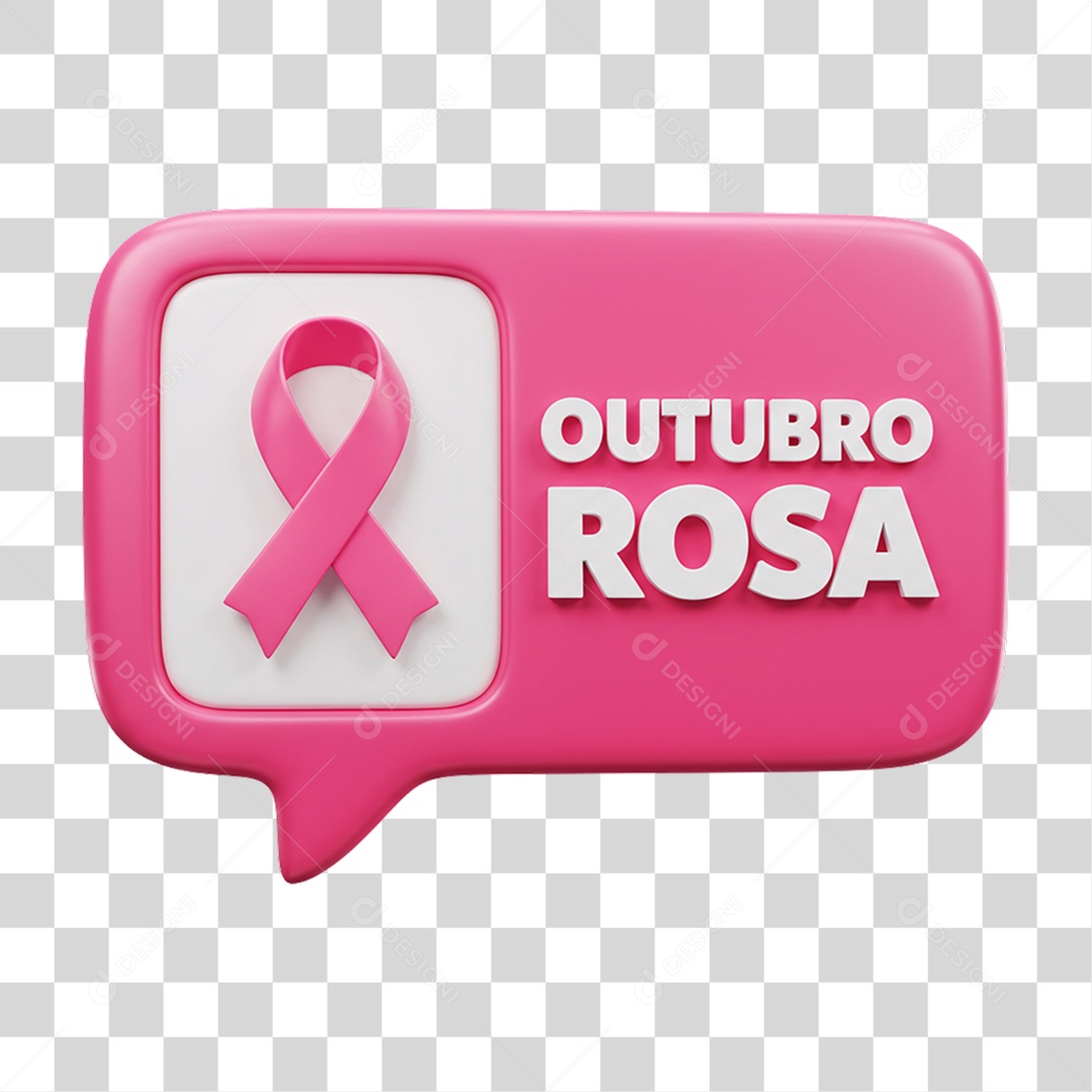 Selo 3D Outubro Rosa PNG Transparente