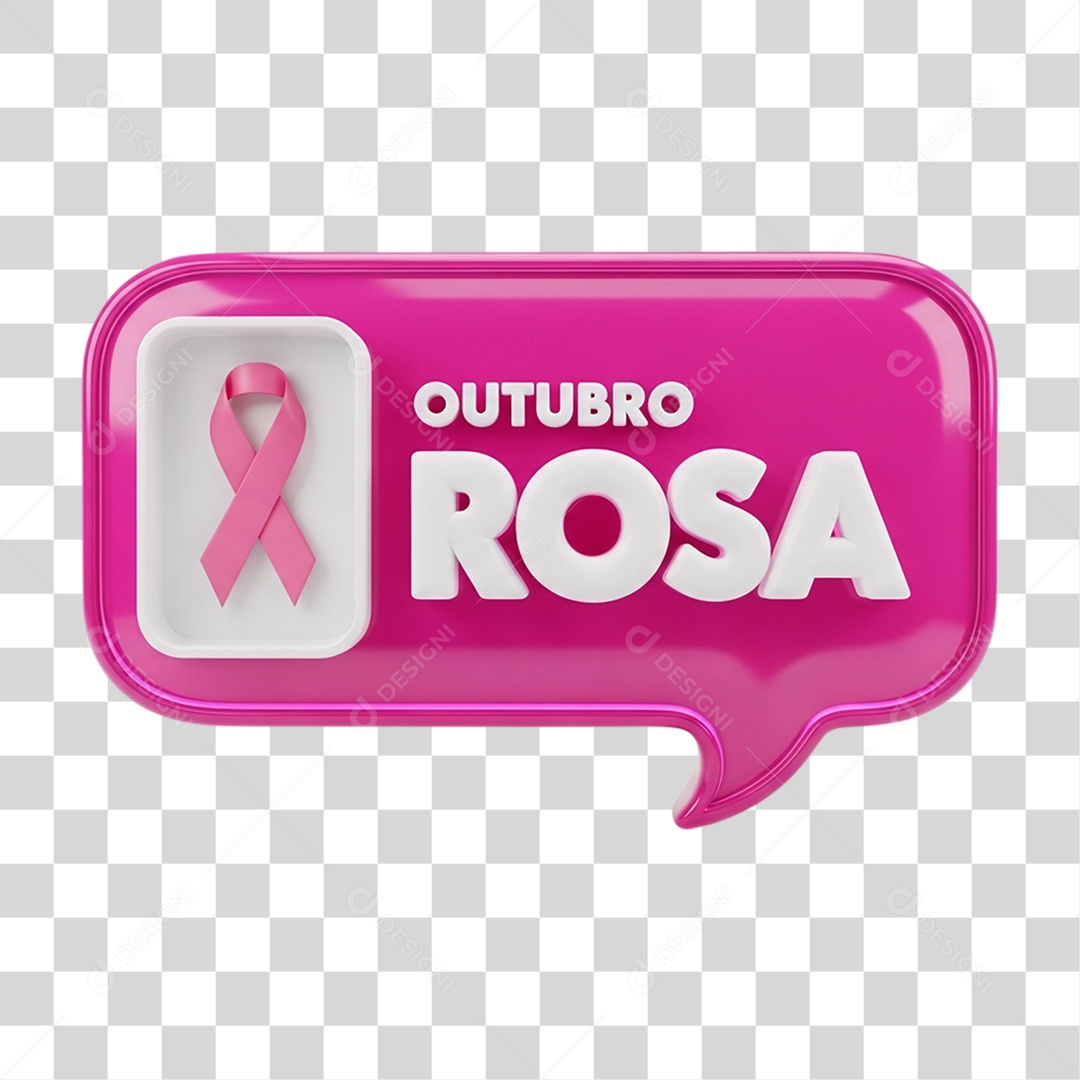 Selo 3D Outubro Rosa PNG Transparente