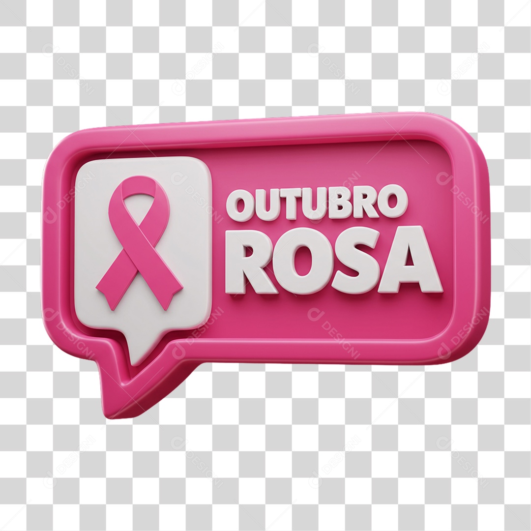 Selo 3D Outubro Rosa PNG Transparente