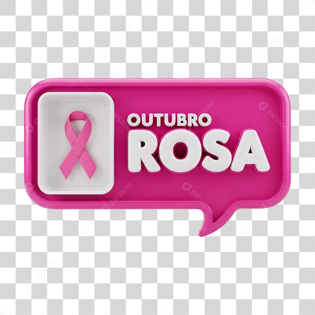 Selo 3D Outubro Rosa PNG Transparente