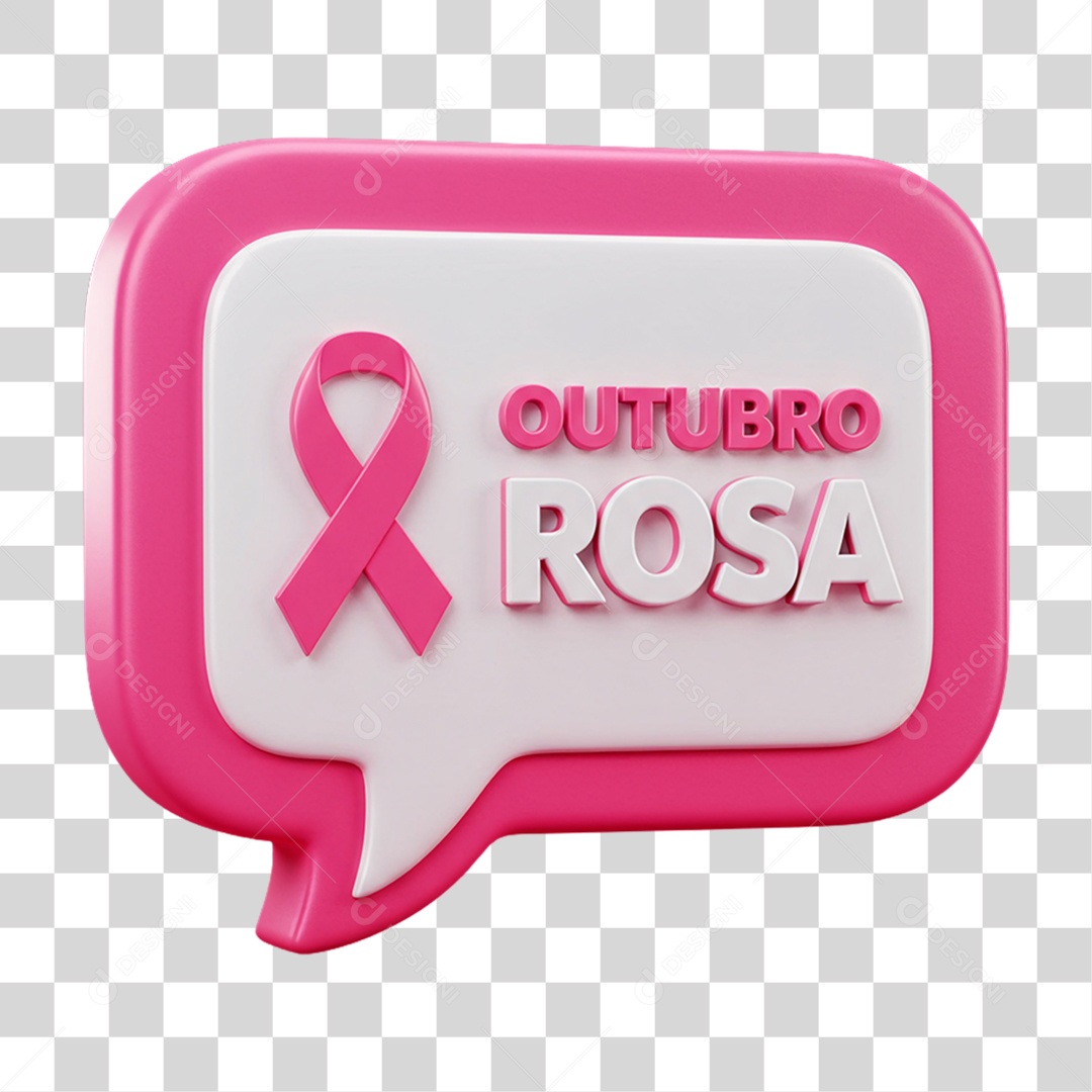 Selo 3D Outubro Rosa PNG Transparente