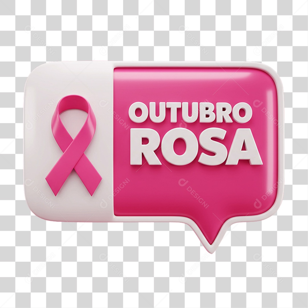 Selo 3D Outubro Rosa PNG Transparente