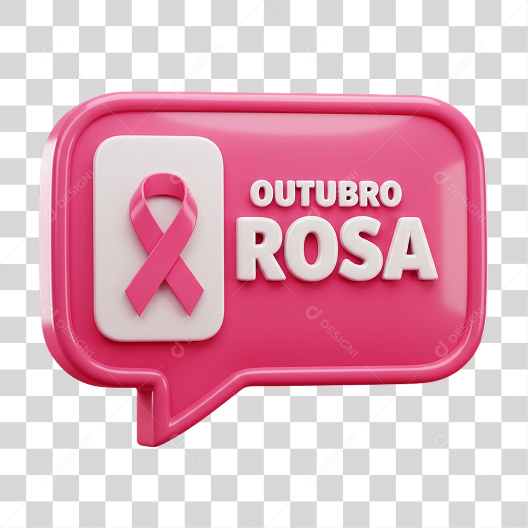 Selo 3D Outubro Rosa PNG Transparente