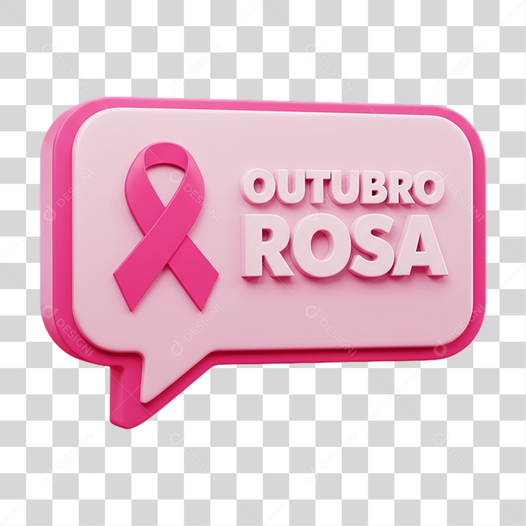 Selo 3D Outubro Rosa PNG Transparente