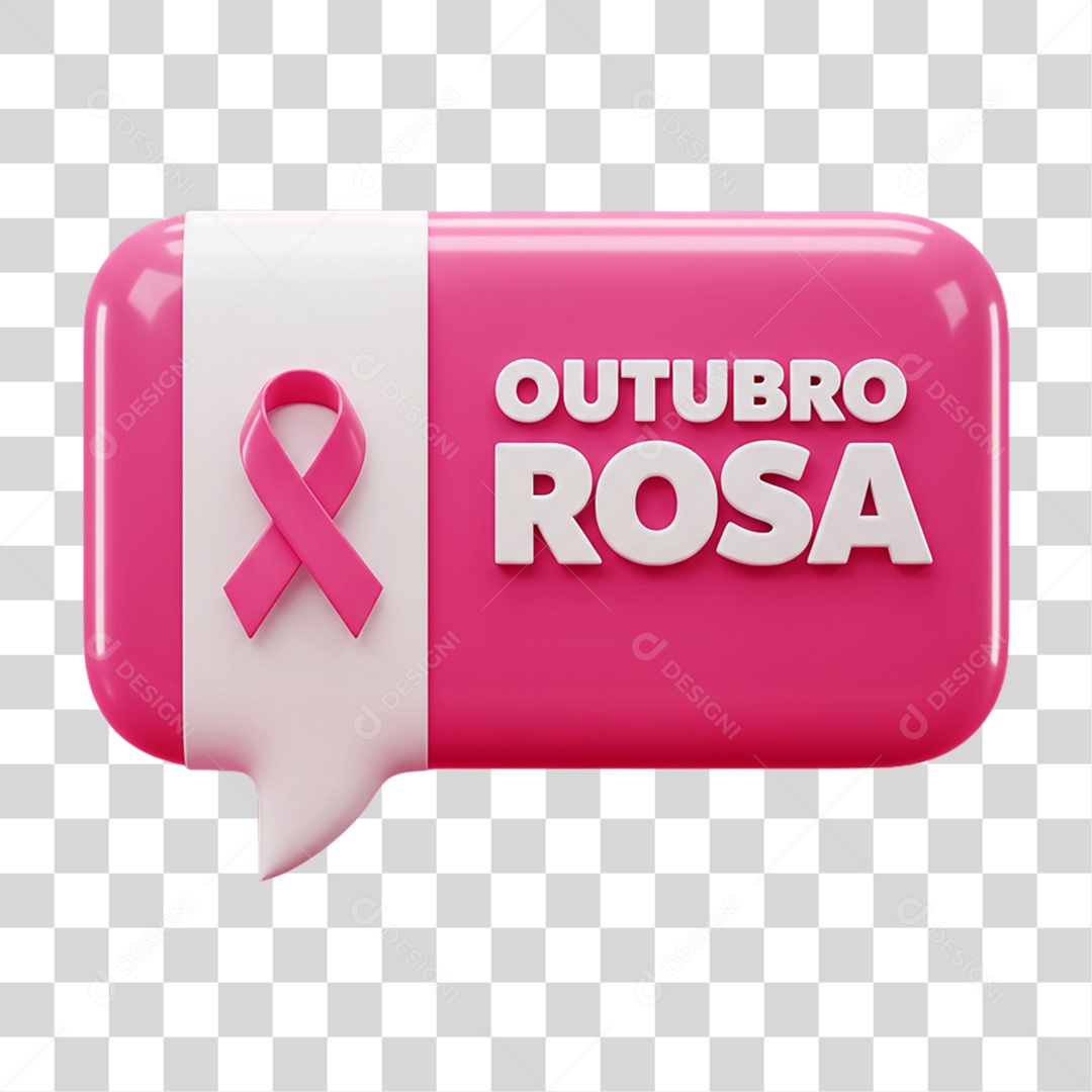 Selo 3D Outubro Rosa PNG Transparente