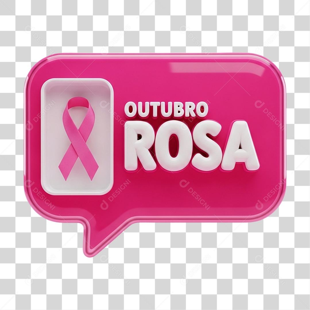 Selo 3D Outubro Rosa PNG Transparente