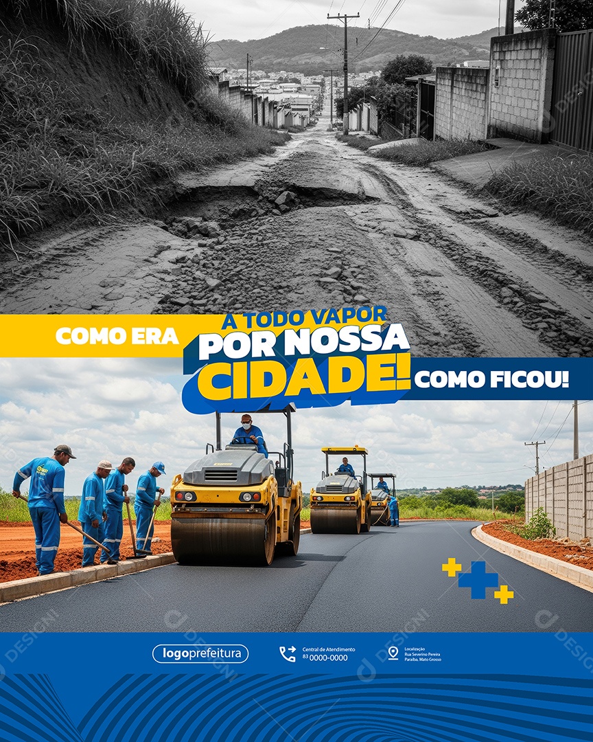 A Todo Vapor Por Nossa Cidade Social Media PSD Editável